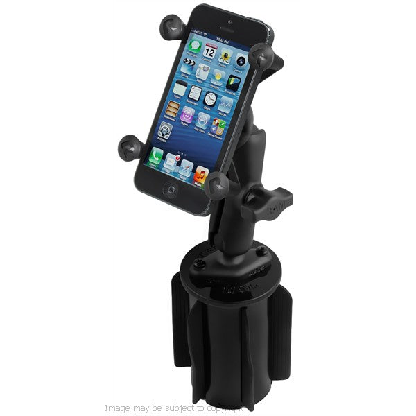 RAM X-Grip iPhone 5 Holder with Double Socket Arm and RAM-A-CAN II Universal Cup Holder Mount (sku 18451)