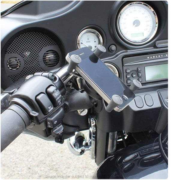RAM Harley-Davidson Mirror Post Mount with Double Socket Arm and X-Grip Phone Holder. (sku 18558)