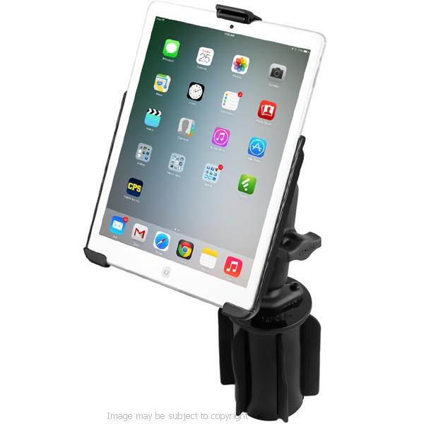 RAM EZ-ROLL'R Cradle for Apple iPad mini 2019 with RAM-A-CAN II Universal Cup Holder Mount (sku 50589) - BuyBits Ltd UK
