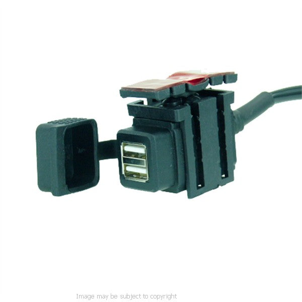 Weatherproof 'Direct to Battery' Hard-wire Dual USB Charging Socket with Mount (sku 18664)