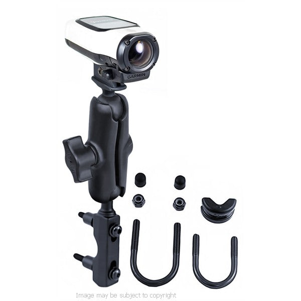 RAM Custom Garmin VIRB™ Camera Adapter with Brake-Clutch Reservoir U-Bolt Mount. (sku 18667)
