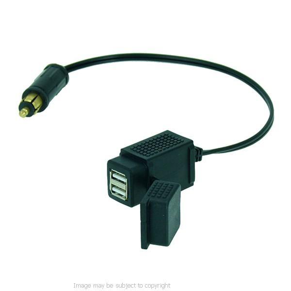 12" BuyBits Weatherproof Dual USB Charging Socket with Hella - DIN - BMW Plug (sku 18668) - BuyBits Ltd UK