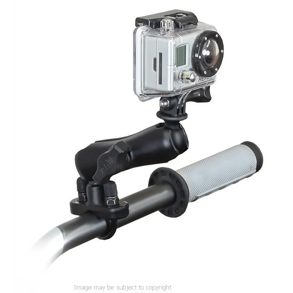 RAM Custom GoPro Hero Adapter with Double Socket Arm and U-Bolt Handlebar Rail Mount (sku 18470)