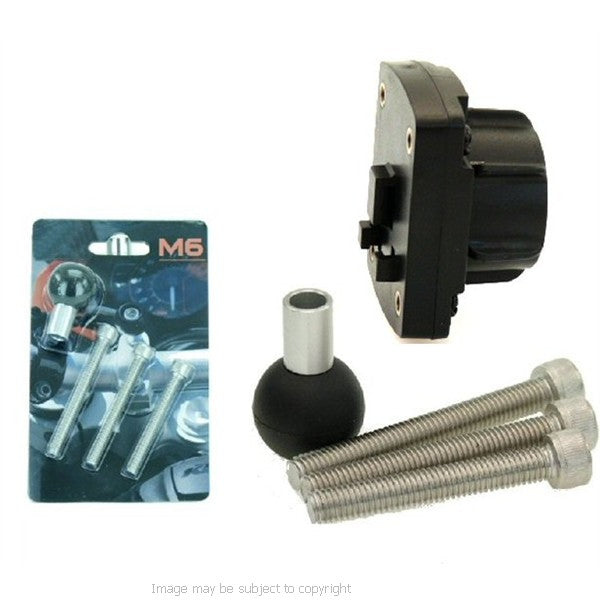 Motorcycle Handlebar Top Clamp M6 Mount &amp; Ultimate Addons 3 Prong Adaptor  (sku 18786)