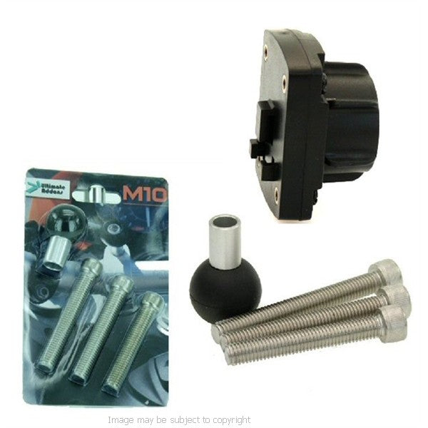 Motorcycle Handlebar Top Clamp M10 Mount &amp; Ultimate Addons 3 Prong Adaptor  (sku 18787)