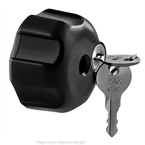 RAM Locking Knob with 1-4inch-20 Brass Hole for B Size Arms RAM-KNOB3L (sku 18976)