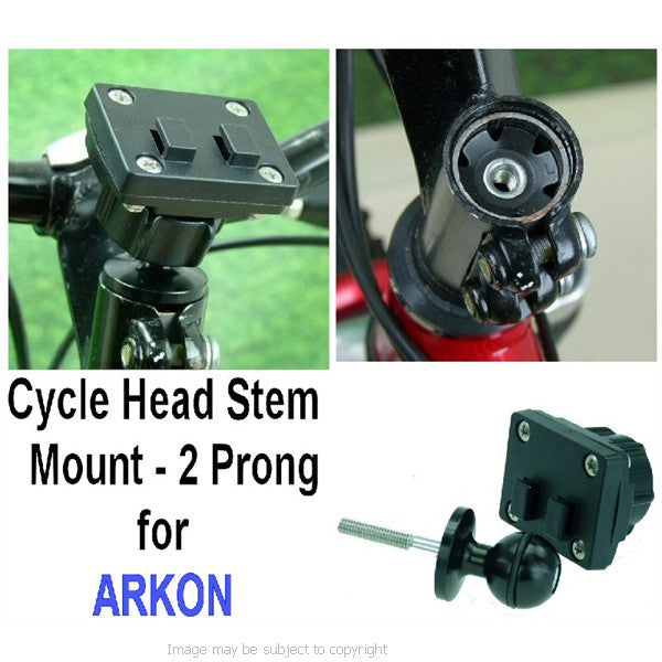 Bicycle Head Stem Mount with 2 Prong Adaptor for Arkon Cradles &amp; Cases (sku 16732)