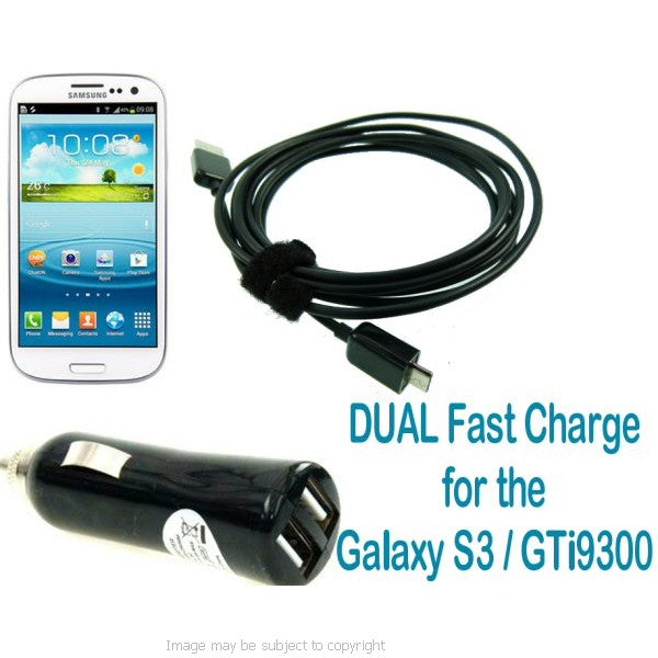 Dual USB Vehicle Lighter Charger for Samsung Galaxy S3 GT-i9300 (sku 14595)