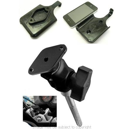 RAM Motorcycle - Motorbike Handlebar Clamp Mount with Short 1.75inch Arm &amp; RAM-HOL-AP9 Apple iPhone 4S cradle (SKU 13442)