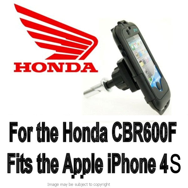 Honda CBR600F (all years) 19mm Central Fork Stem Yoke Motorcycle Mount &amp; Waterproof TOUGH Case for the Apple iPhone 4S (sku 13432)