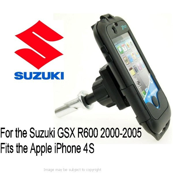 Suzuki GSX R600 2000-2005 13mm Central Fork Stem Yoke Motorcycle Mount &amp; Waterproof TOUGH Case for the Apple iPhone 4S (sku 13423)