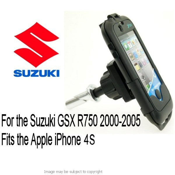 Suzuki GSX R750 2000-2005 13mm Central Fork Stem Yoke Motorcycle Mount &amp; Waterproof TOUGH Case for the Apple iPhone 4S (sku 13425)