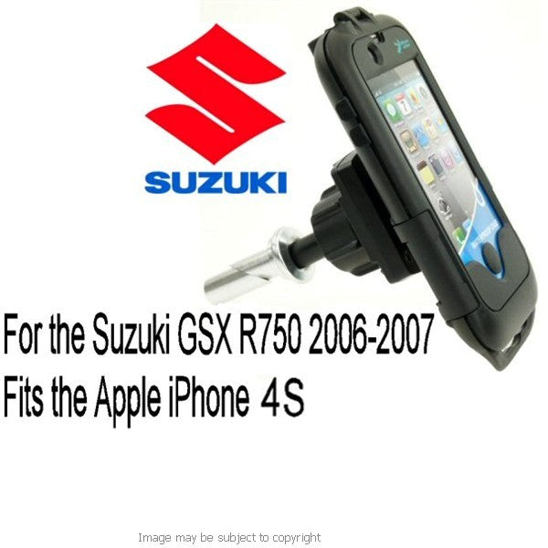 Suzuki GSX R750 2006-2007 15mm Central Fork Stem Yoke Motorcycle Mount &amp; Waterproof TOUGH Case for the Apple iPhone 4S (sku 13427)
