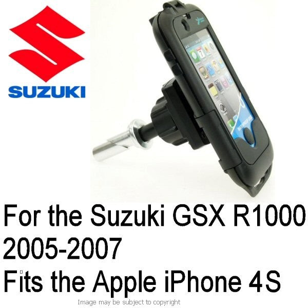 Suzuki GSX R1000 2005-2007 13mm Central Fork Stem Yoke Motorcycle Mount &amp; Waterproof TOUGH Case for the Apple iPhone 4S (sku 13428)
