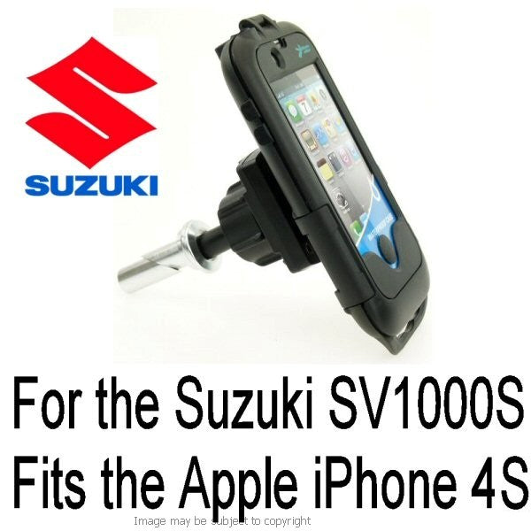 Suzuki SV1000S all years 13mm Central Fork Stem Yoke Motorcycle Mount &amp; Waterproof TOUGH Case for the Apple iPhone 4S (sku 13430)