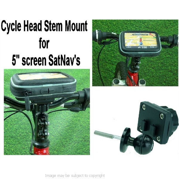 Waterproof Bicycle Head Stem Mount for 5inch Screen GPS SatNav (sku 16734)