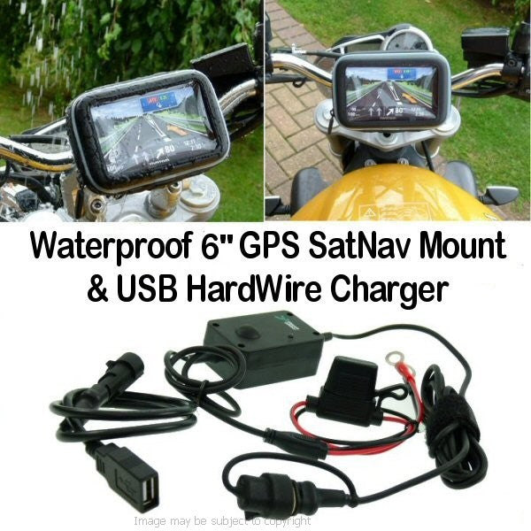 6inch SatNav GPS Powered Motorcycle Mount - USB (SKU 15044)