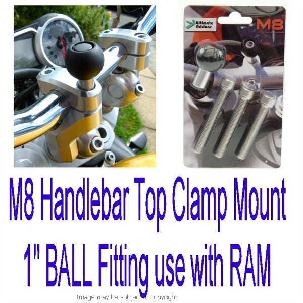 Alternative to RAM-B-367u - Ultimate Addons M8 Handlebar Clamp Mount (SKU 14227)