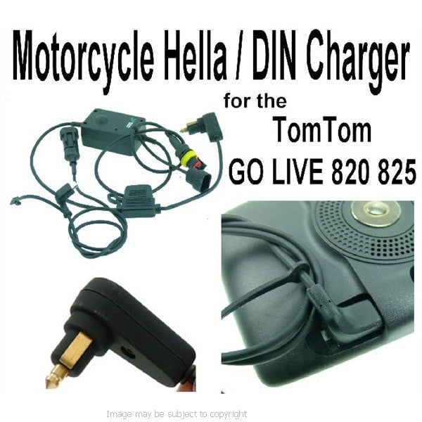 TomTom GO LIVE 825 Hella - DIN - BMW Socket Motorcycle Charging Cable (sku 15999)