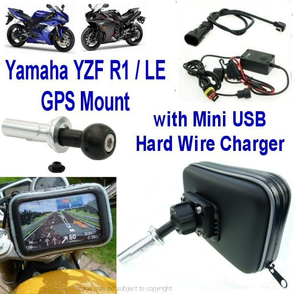 Yamaha YZF R1 - LE GPS SatNav Angled Mini USB Powered Motorcycle Mount (sku 14219)