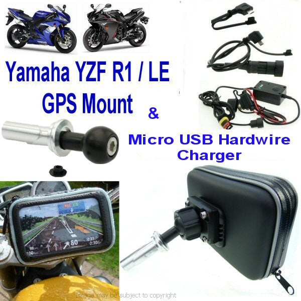 Yamaha YZF R1 - LE 5inch GPS SatNav Angled Micro USB Powered Motorcycle Mount (sku 14215)