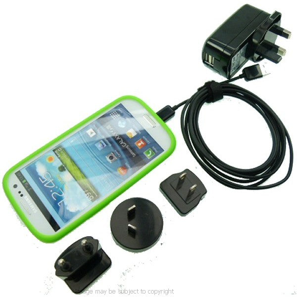 2m Travel Phone Charger for Samsung Galaxy S5 UK EU USA AU (sku 19702)