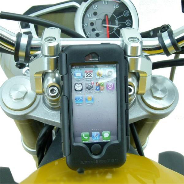 Waterproof DIN Powered 13.3-14.7mm Motorcycle Fork Stem Yoke Mount for iPhone 5C (sku 19269)
