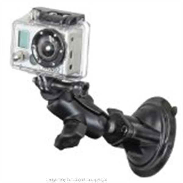 RAM-B-166-A-GOP1 RAM Twist Lock Suction Mount for GoPRO Hero SHORT ARM (sku 18697)