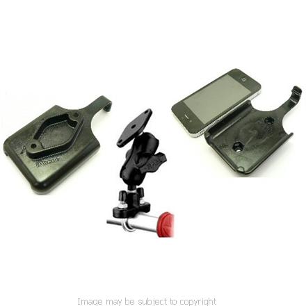 RAM Motorcycle Handlebar - Rail Mount with Short Arm &amp; Apple iPhone 4S Cradle ram-hol-ap9 (sku 13447)