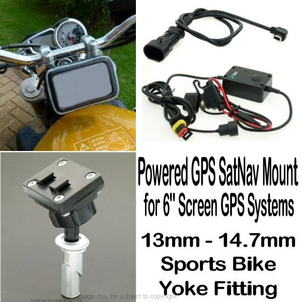 6inch GPS SatNav Motorcycle Angled Mini USB Powered 13mm Yoke Mount (sku 14157)