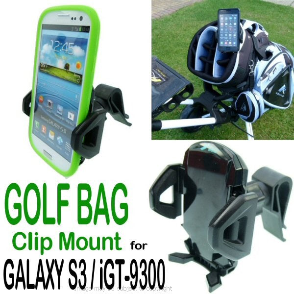 BLACK Golf Bag Clip Phone Mount for Samsung Galaxy S3 GT-i9300 (sku 14602)
