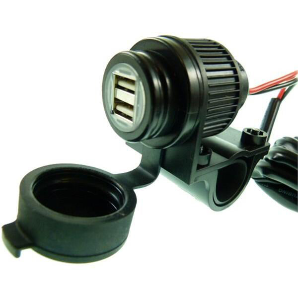 Motorcycle Dual USB GPS Phone Power Outlet &amp; Handlebar Bracket (sku 15313)