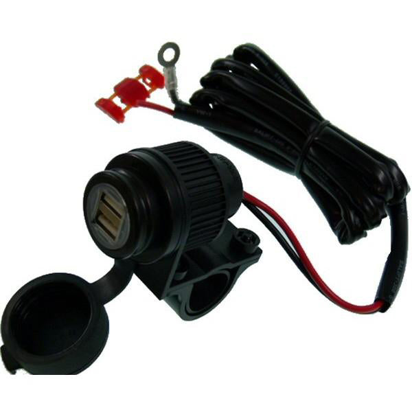Motorcycle Dual USB GPS Phone Power Outlet &amp; Handlebar Bracket (sku 15313)