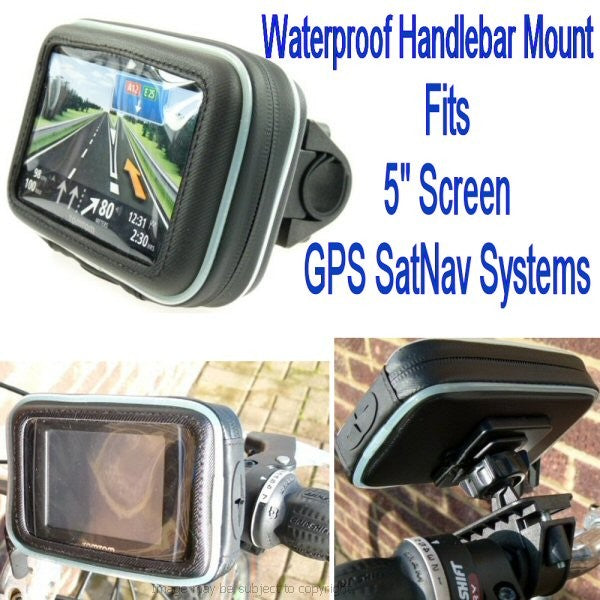 5&quot; Screen GPS Satnav Waterproof Bike Cycle Handlebar Mount Fits 16mm-33mm (sku 14046)
