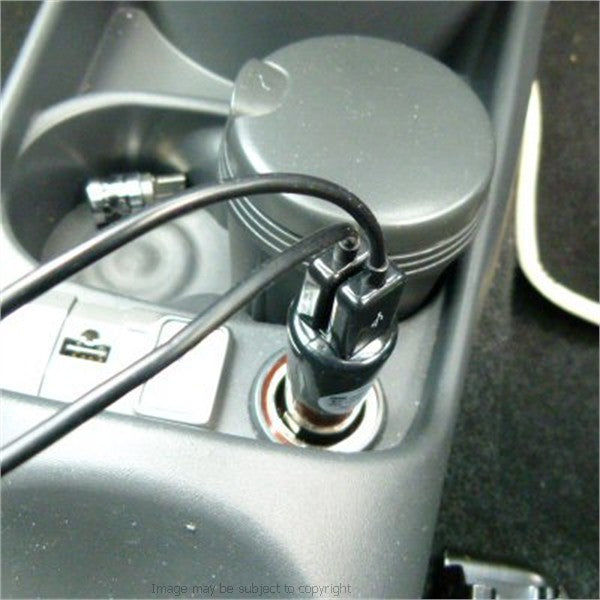 Dual USB DC Car Lighter Socket Charger - Simultaneously Charge TWO Devices At Once (sku 10198)