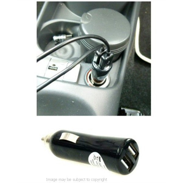 Dual USB DC Car Lighter Socket Charger - Simultaneously Charge TWO Devices At Once (sku 10198)
