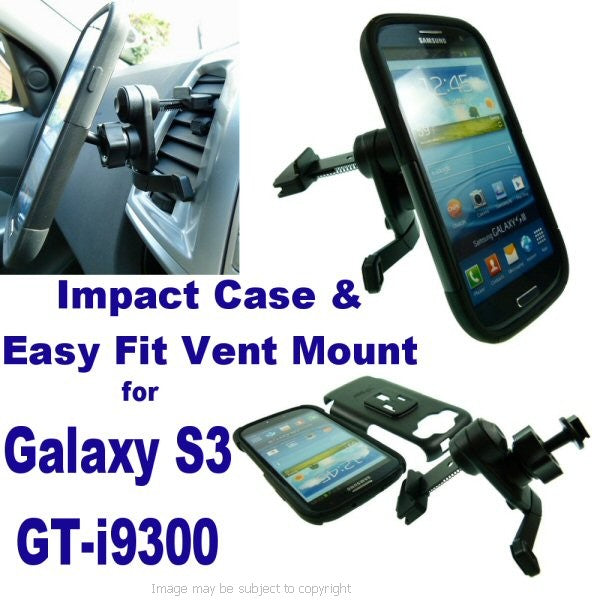 Galaxy S3 GT-i9300 Impact case &amp; Easy Fit Vehicle Air Vent Mount (sku 15332)