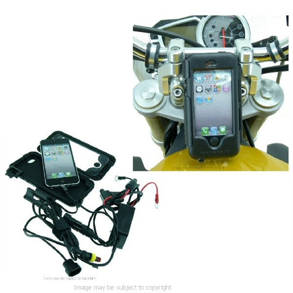 Powered 17.5mm-20.5mm iPhone 5S Sports Motorcycle Fork Stem Tough Case Yoke Mount (sku 17604)