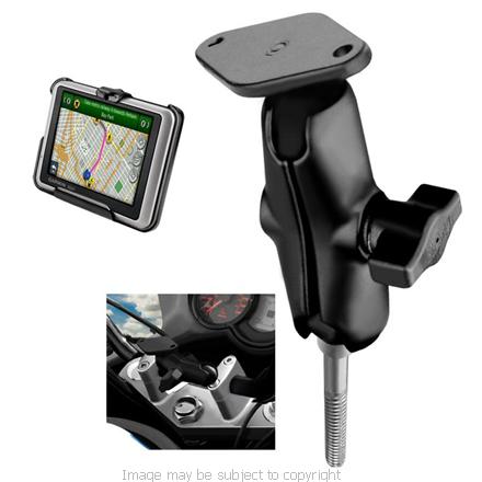 GENUINE RAM MOUNT with STANDARD 3inch ARM &amp; GARMIN NUVI NUVI 1300 1310 1350 1350t 1370t 1390t CRADLE for MOTORCYCLE HANDLEBAR CLAMPS (SKU 6051)