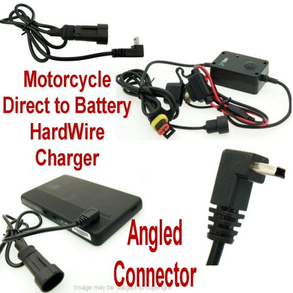 Angled Mini USB Motorcycle Battery Hard Wire Charging Cable (SKU 14349)