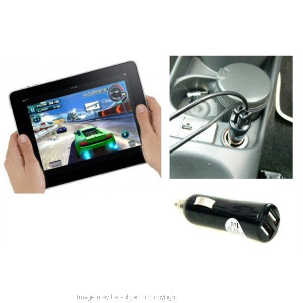 Dual USB DC Car Lighter Socket Charger for the Apple iPad 2 - Simultaneously Charge TWO Devices At Once (sku 10210)