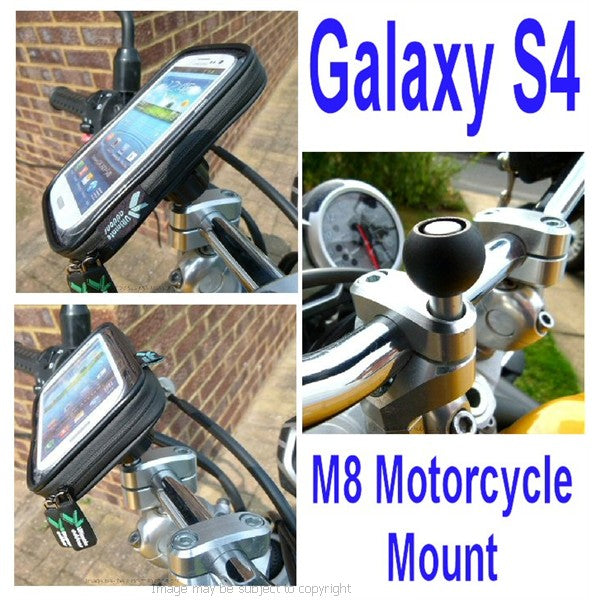 Waterproof Galaxy S4 GT-i9500 Motorcycle M8 Handlebar Top Clamp M8 Mount (sku 16790)