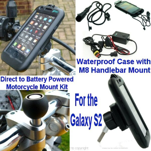 Waterproof Motorcycle Handlebar M8 Powered Mount for Samsung Galaxy S2 i9100 (sku 14000)