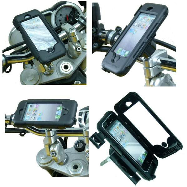 Waterproof Hardwire Powered M8 Top Clamp Motorcycle Phone Mount for iPhone 5C (sku 19266)