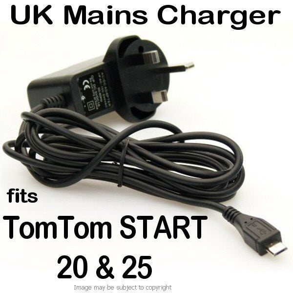 EXTRA LONG 2m Micro USB UK Mains Charger for the TomTom START 25 (sku 11068)