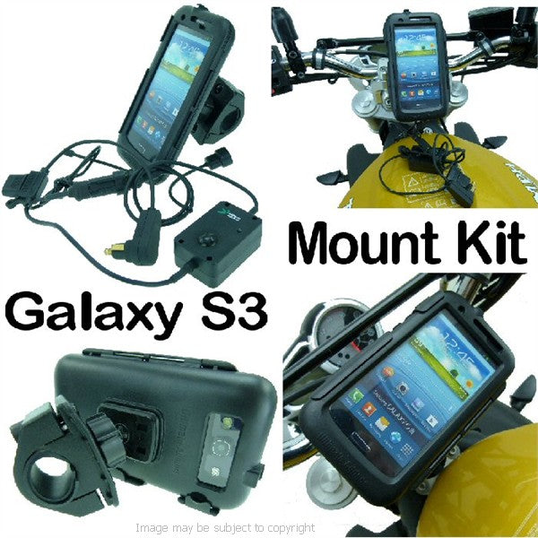 PRO Samsung Galaxy S3 GT-i9300 Waterproof Motorcycle DIN - Hella Powered Mount (sku 15933)
