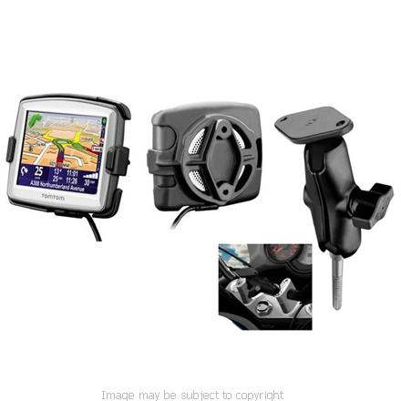 RAM MOTORCYCLE HANDLEBAR CLAMP MOUNT with STANDARD 3inch arm &amp; cradle for TOMTOM ONE v5 IQ ROUTES EasyPort fitting (SKU 6033)