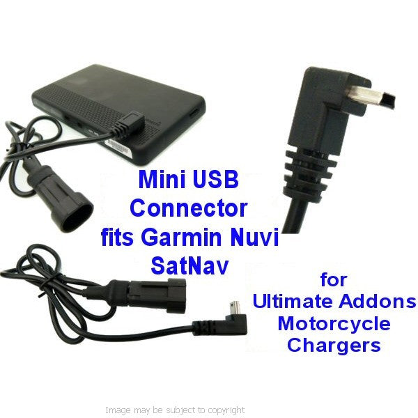 Angled Mini USB Garmin Nuvi GPS Connector for Motorcycle Cable (sku 14346)