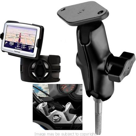 RAM MOTORCYCLE HANDLEBAR CLAMP MOUNT with STANDARD 3inch arm &amp; cradle for TOMTOM XL IQ Routes - Live - Classic - 22 series - EasyPort fitting (SKU 7204)