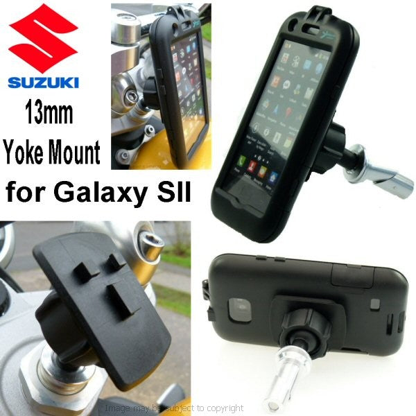 Suzuki SV1000S all years Waterproof Samsung Galaxy S2 i9100 Motorcycle Mount 13-14mm (sku 14009)